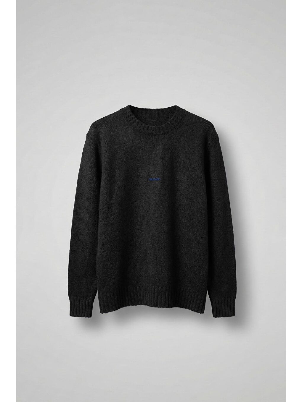 Erkek Regular Fit Bisiklet Yaka Kazak Siyah