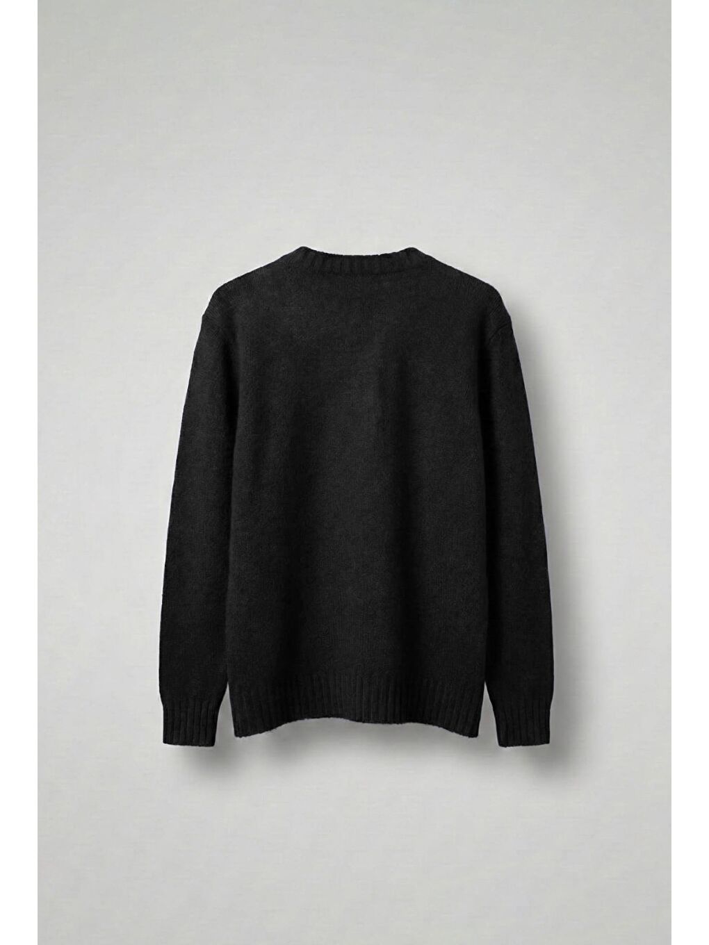 Erkek Regular Fit Bisiklet Yaka Kazak Siyah-1