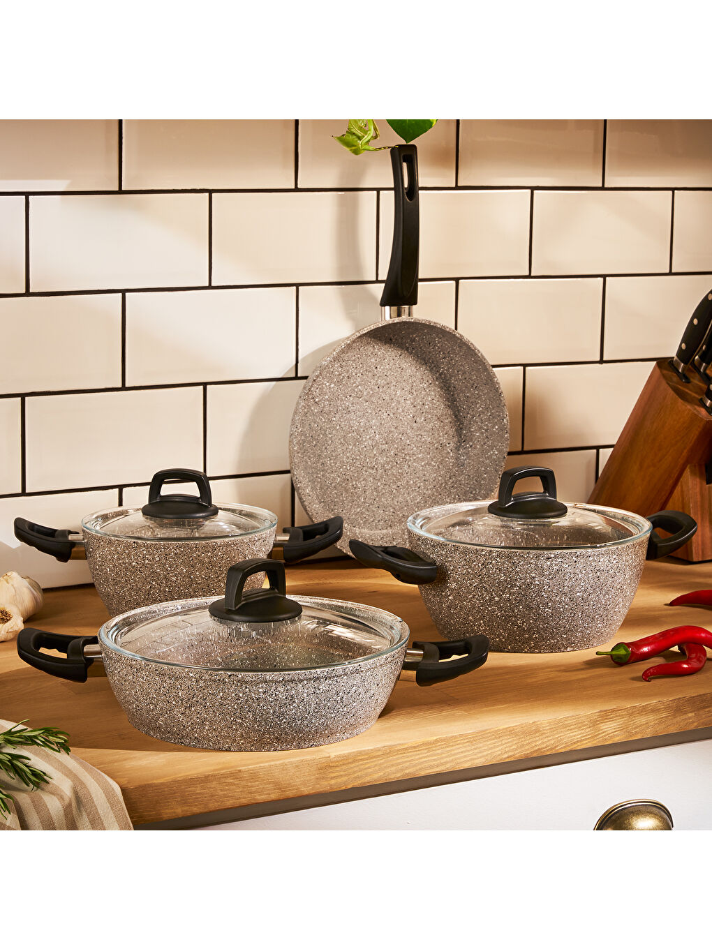 Gri Nuga 7 Parça Tencere Seti-6