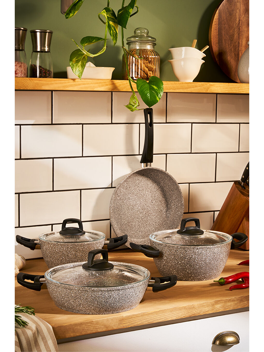 Gri Nuga 7 Parça Tencere Seti-7