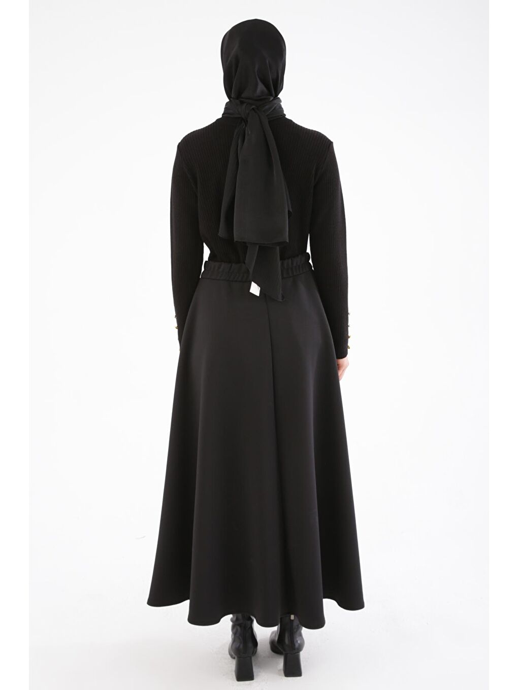 Siyah Beli Lastikli Scuba Kloş Etek-2