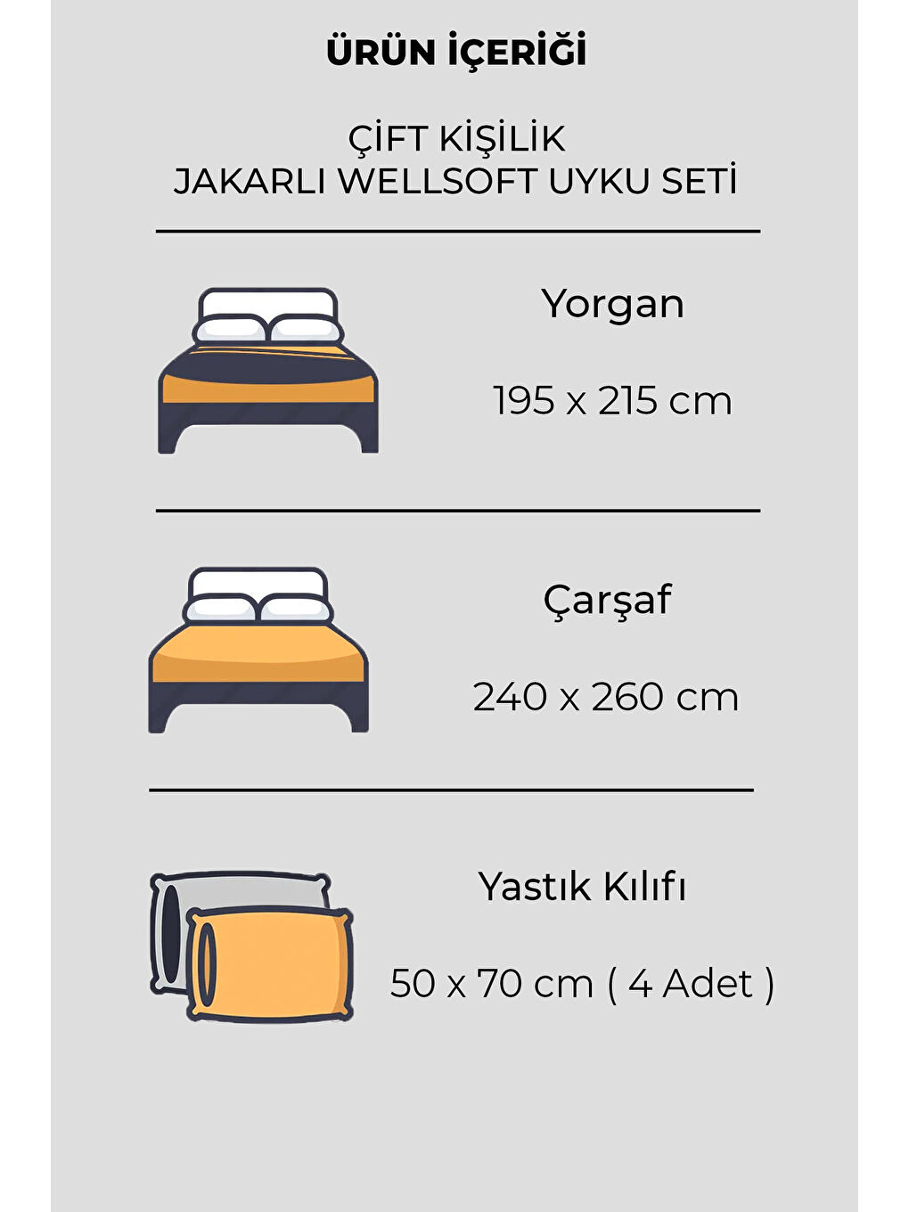 Jakarlı  Wellsoft Çift Kişilik Uyku Seti Perle Antrasit-4
