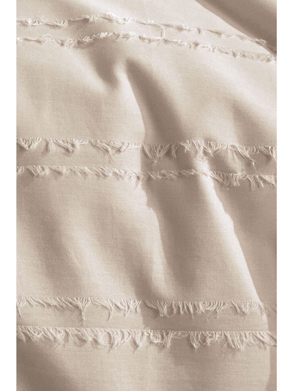 Bej Ranforce %100 Pamuk Tek Kişilik Saçaklı Nevresim Seti Avola Taş Rengi-2