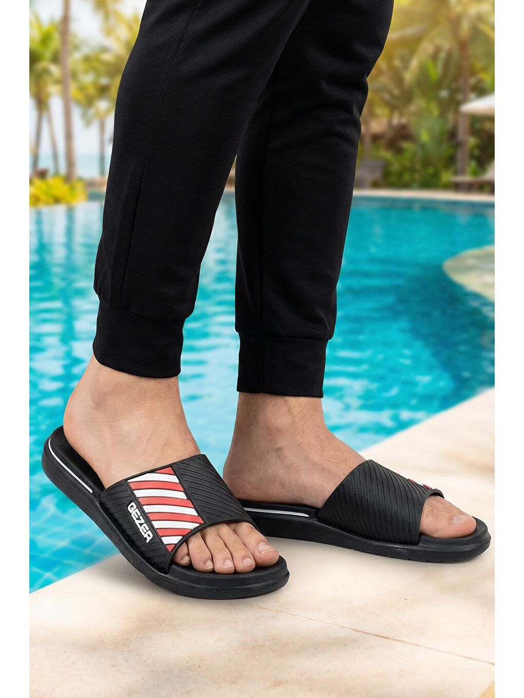 Siyah Yazlık Erkek Eva Ev Banyo Bahçe Havuz Plaj Terlik