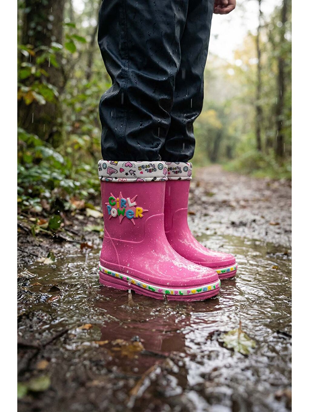 Fuşya Kışlık Kız Çocuk Su Geçirmez İçi Sıcak Astarlı Yağmur Çizme