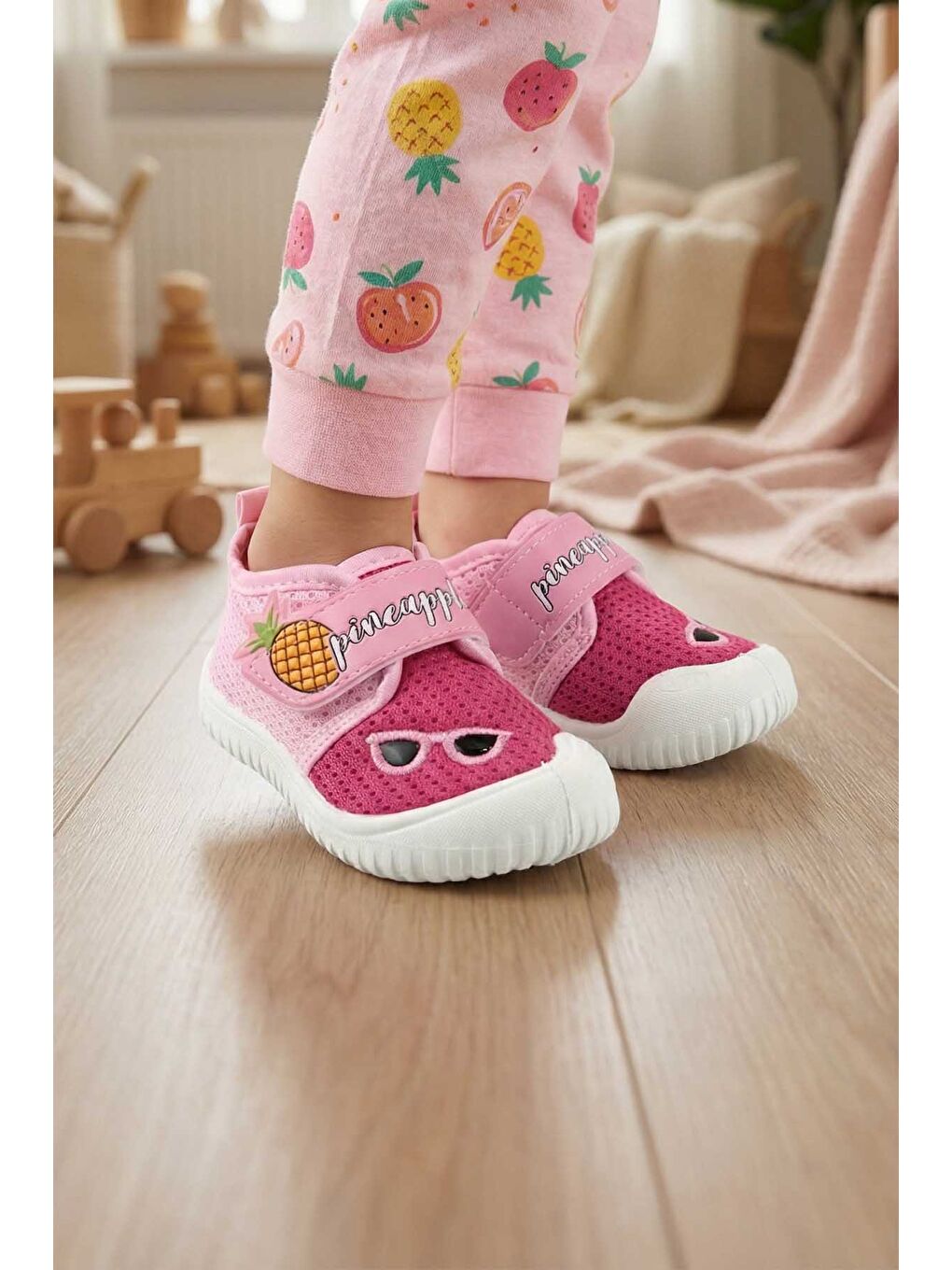 Fuşya Yazlık Keten Bebe Kız Ayakkabı