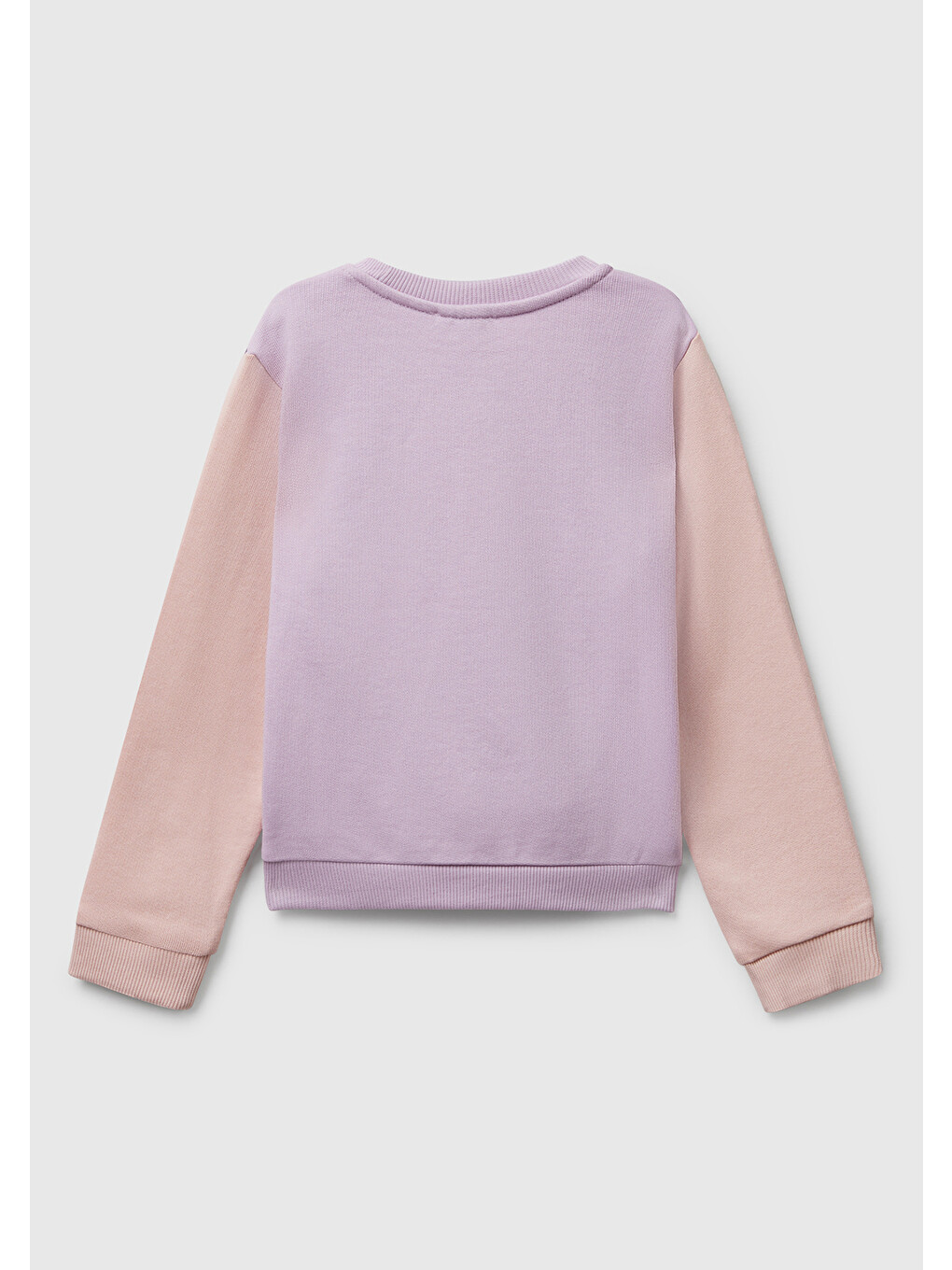 Kız Çocuk Lila-fuşya-bej Önü Simli Logo Baskılı Nervürlü Regular Fit Sweatshirt-1
