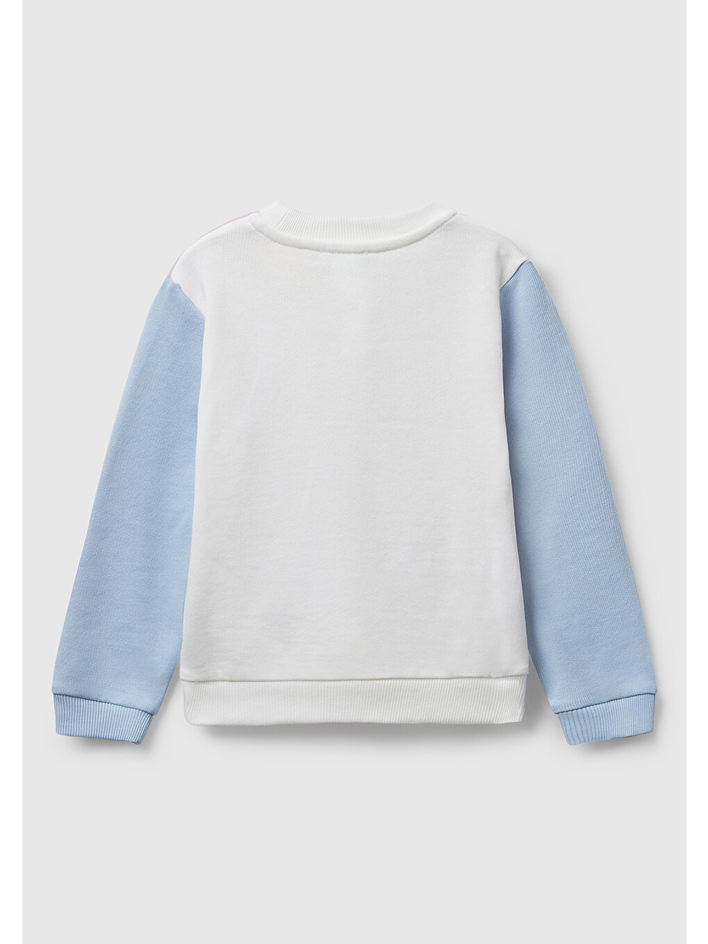 Kız Çocuk Lila-krem Önü Simli Logo Baskılı Nervürlü Regular Fit Sweatshirt-1