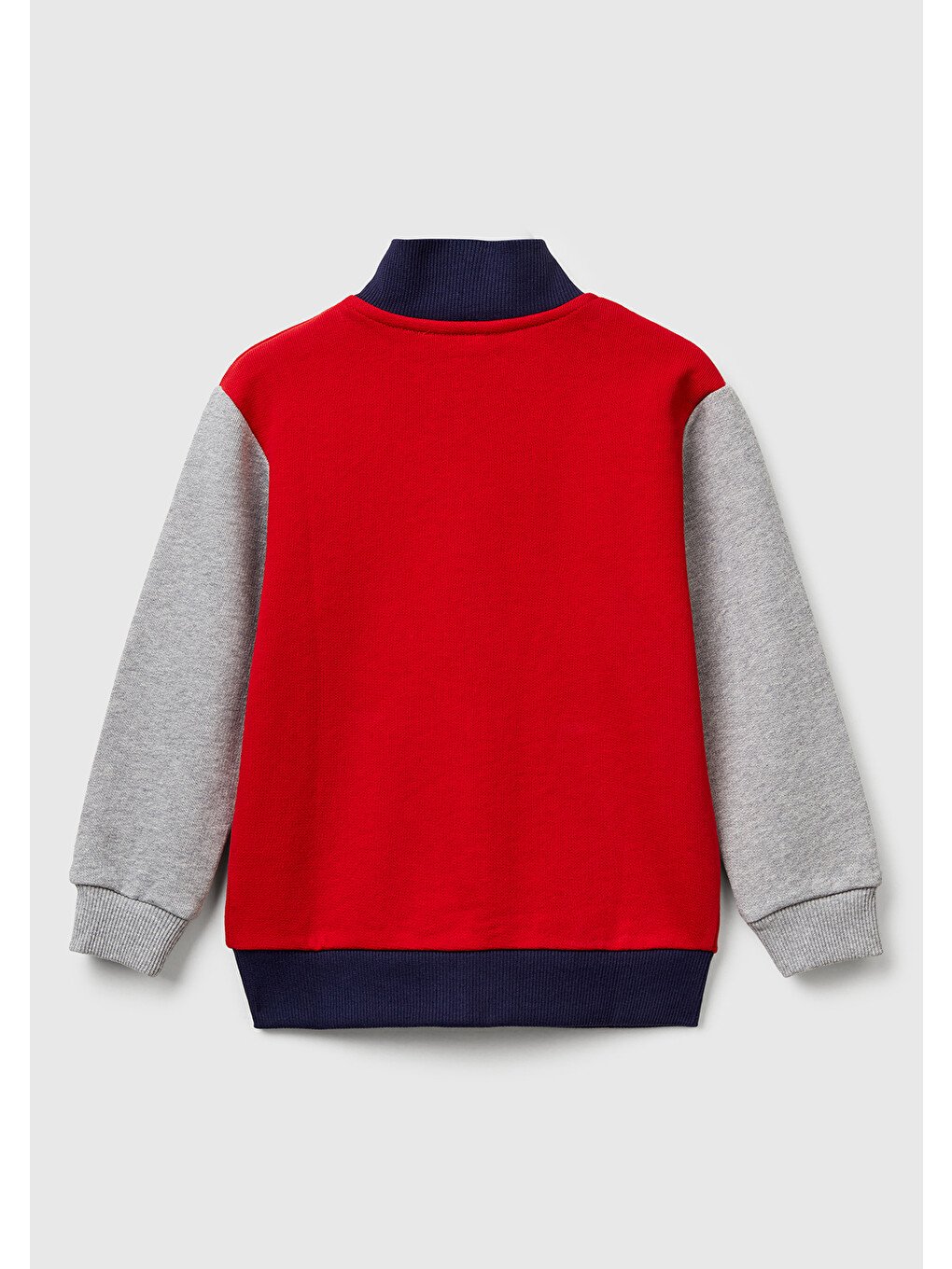 Erkek Çocuk Kırmızı-gri Logo Detaylı Önü Fermuarlı Ribana Detaylı Sweatshirt-1