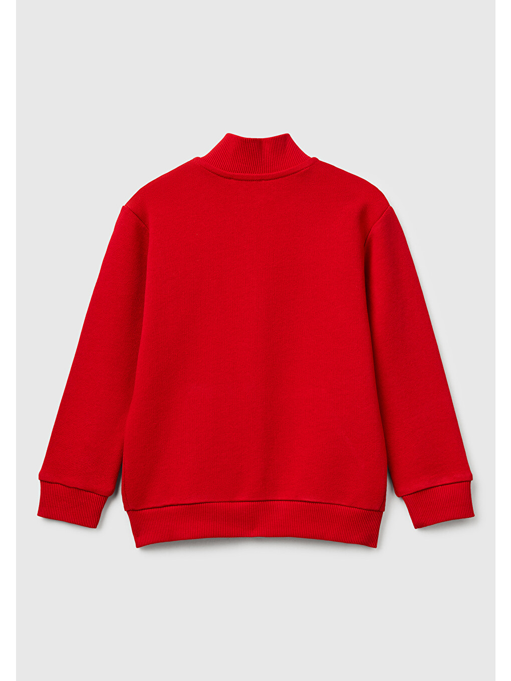 Erkek Çocuk Kırmızı Logo Detaylı Önü Fermuarlı Ribana Detaylı Sweatshirt-1