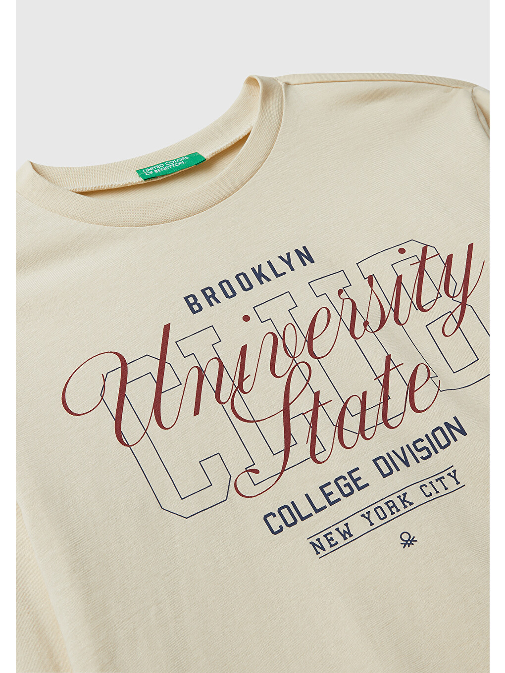 Ekru Erkek Çocuk Krem Önü Baskılı Bisiklet Yaka Uzun Kollu Jarse T-shirt-2