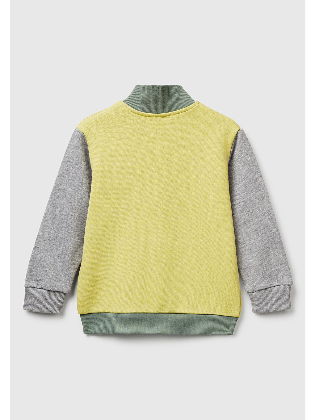 Erkek Çocuk Sarı-gri Logo Detaylı Önü Fermuarlı Ribana Detaylı Sweatshirt-1