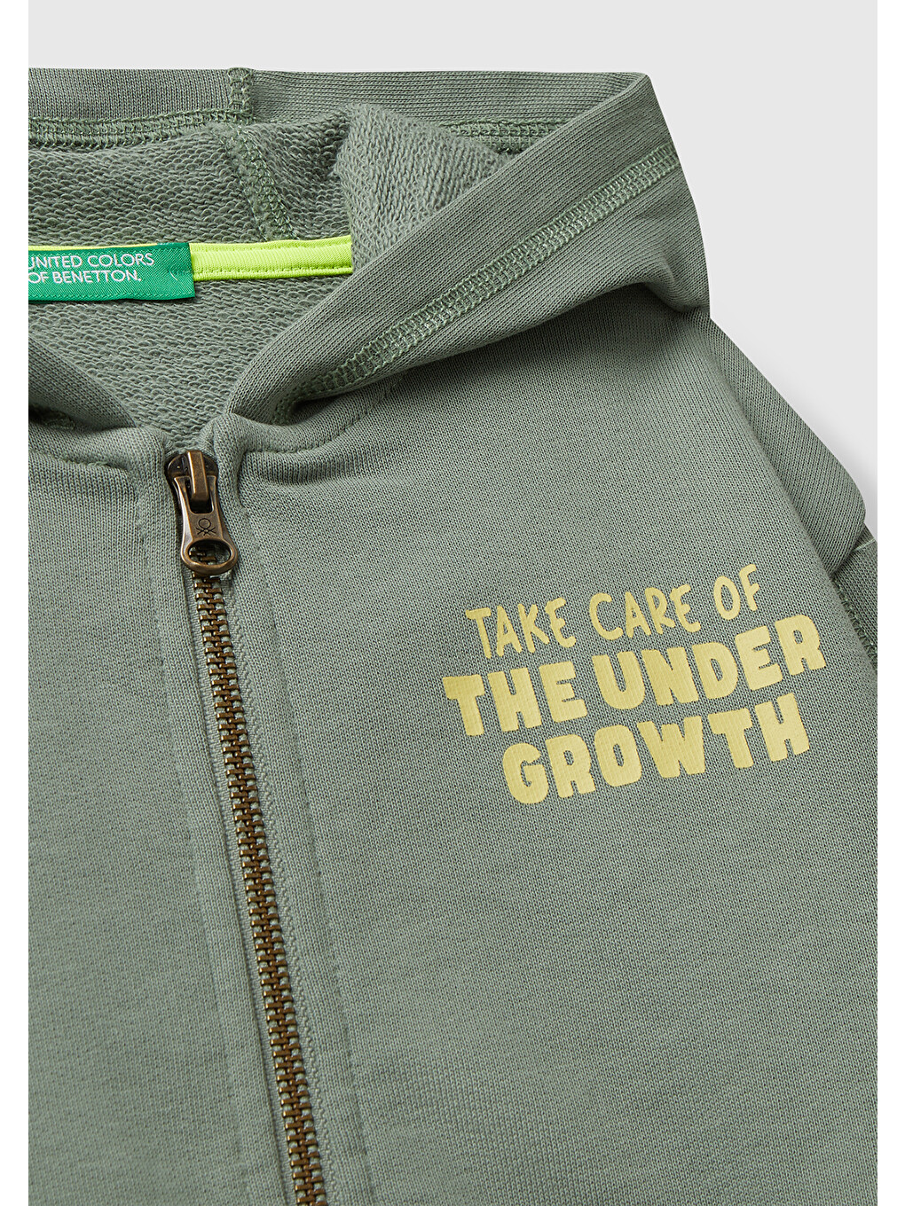 Erkek Çocuk Haki Baskılı Fermuarlı Kapüşonlu Relaxed Fit Sweatshirt-2