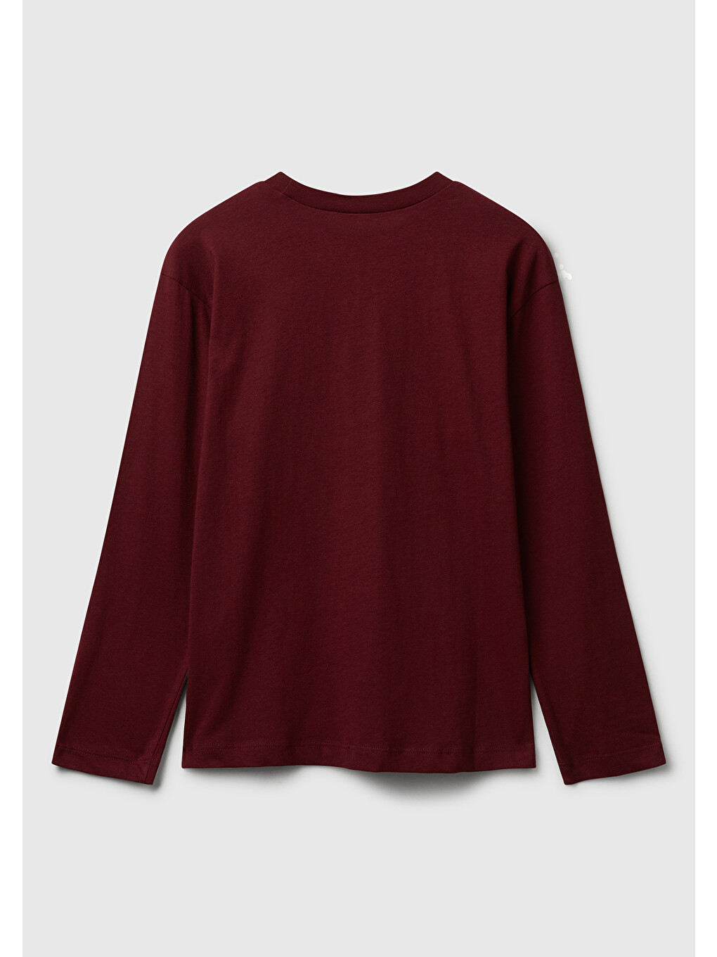 Erkek Çocuk Bordo Önü Baskılı Bisiklet Yaka Uzun Kollu Jarse T-shirt-1