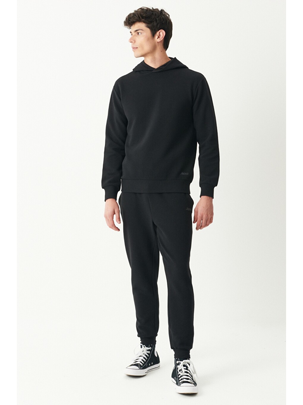 Regular Fit Kapüşonlu Şardonlu Siyah Sweatshirt-5