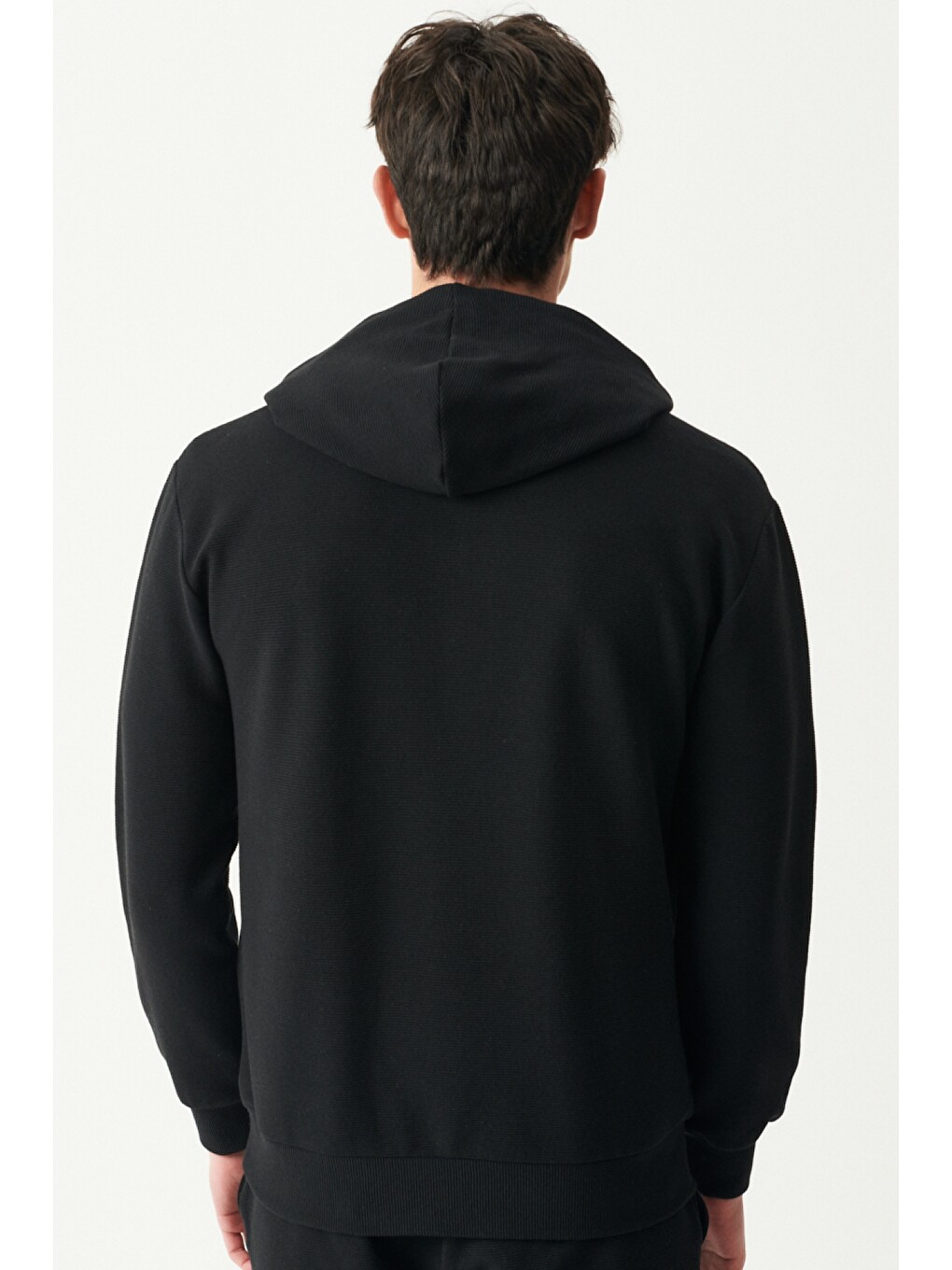 Regular Fit Kapüşonlu Şardonlu Siyah Sweatshirt-6