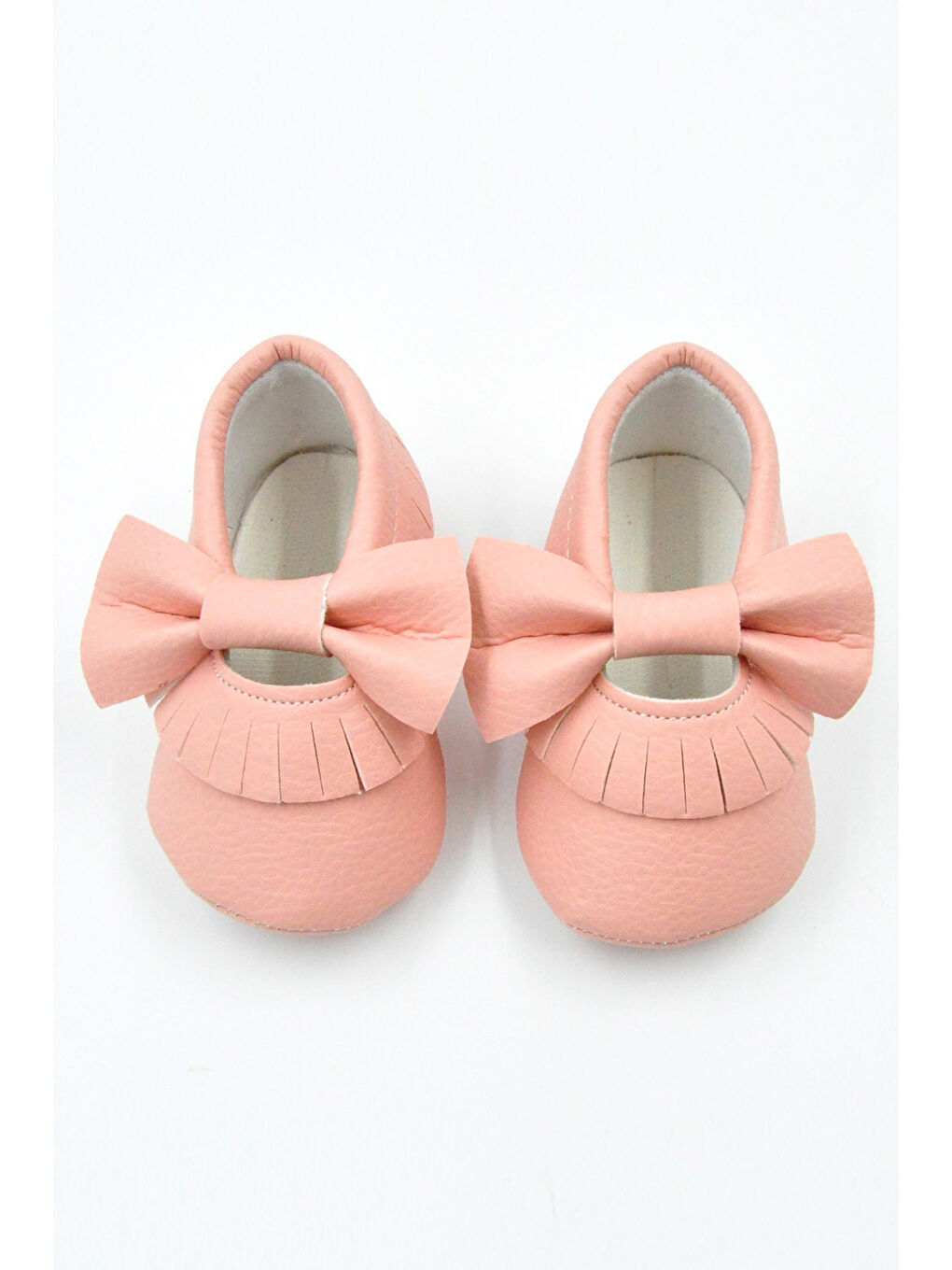 Pembe Pudra Fiyonk Püsküllü Bebek Ayakkabı-1