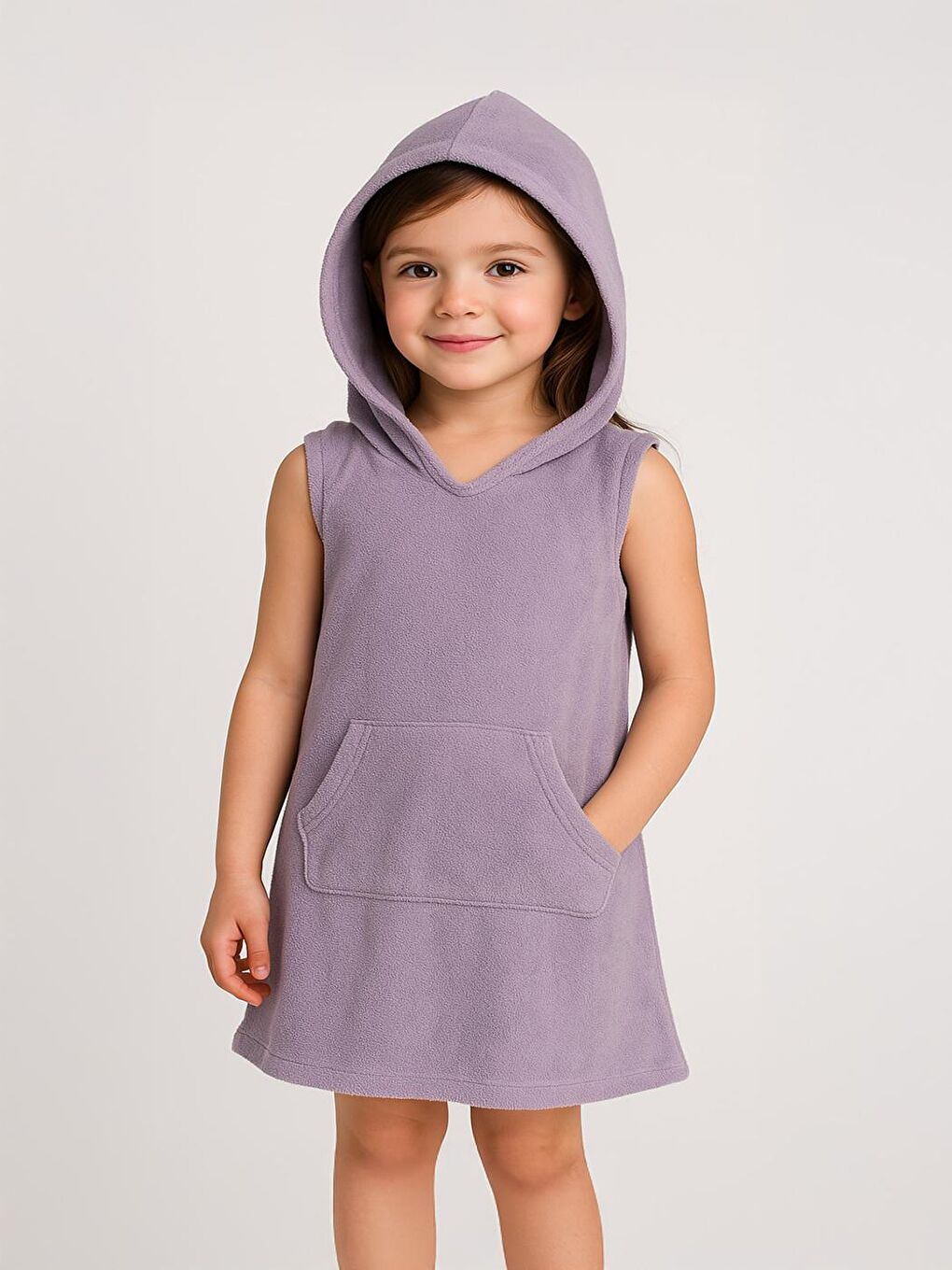 Kız Çocuk Mor Basic Havlu Elbise-1