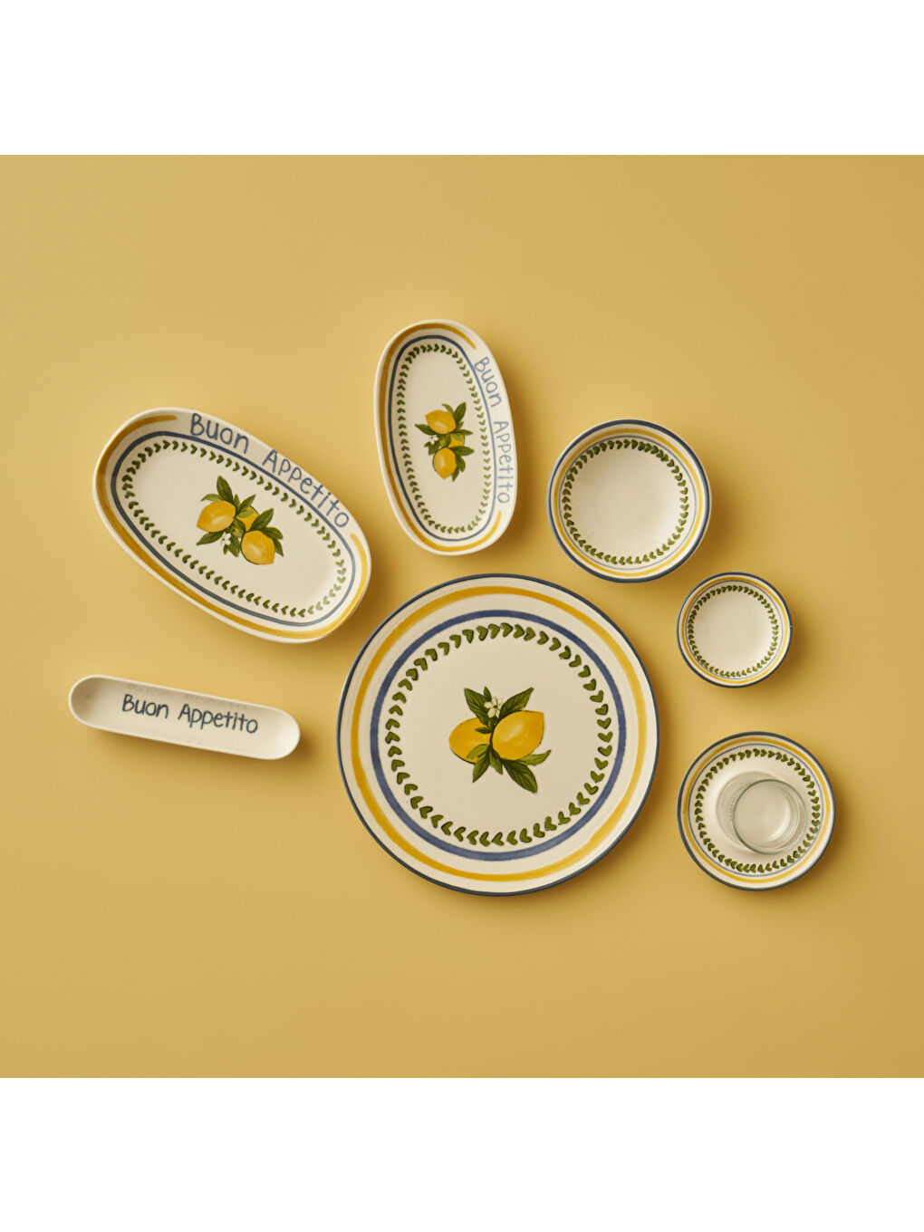 Karışık Lemoncello Porselen 26 Parça 6 Kişilik Kahvaltı Takımı-1