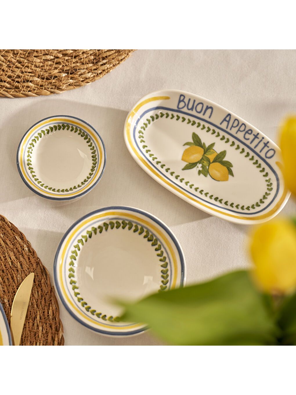 Karışık Lemoncello Porselen 26 Parça 6 Kişilik Kahvaltı Takımı-2