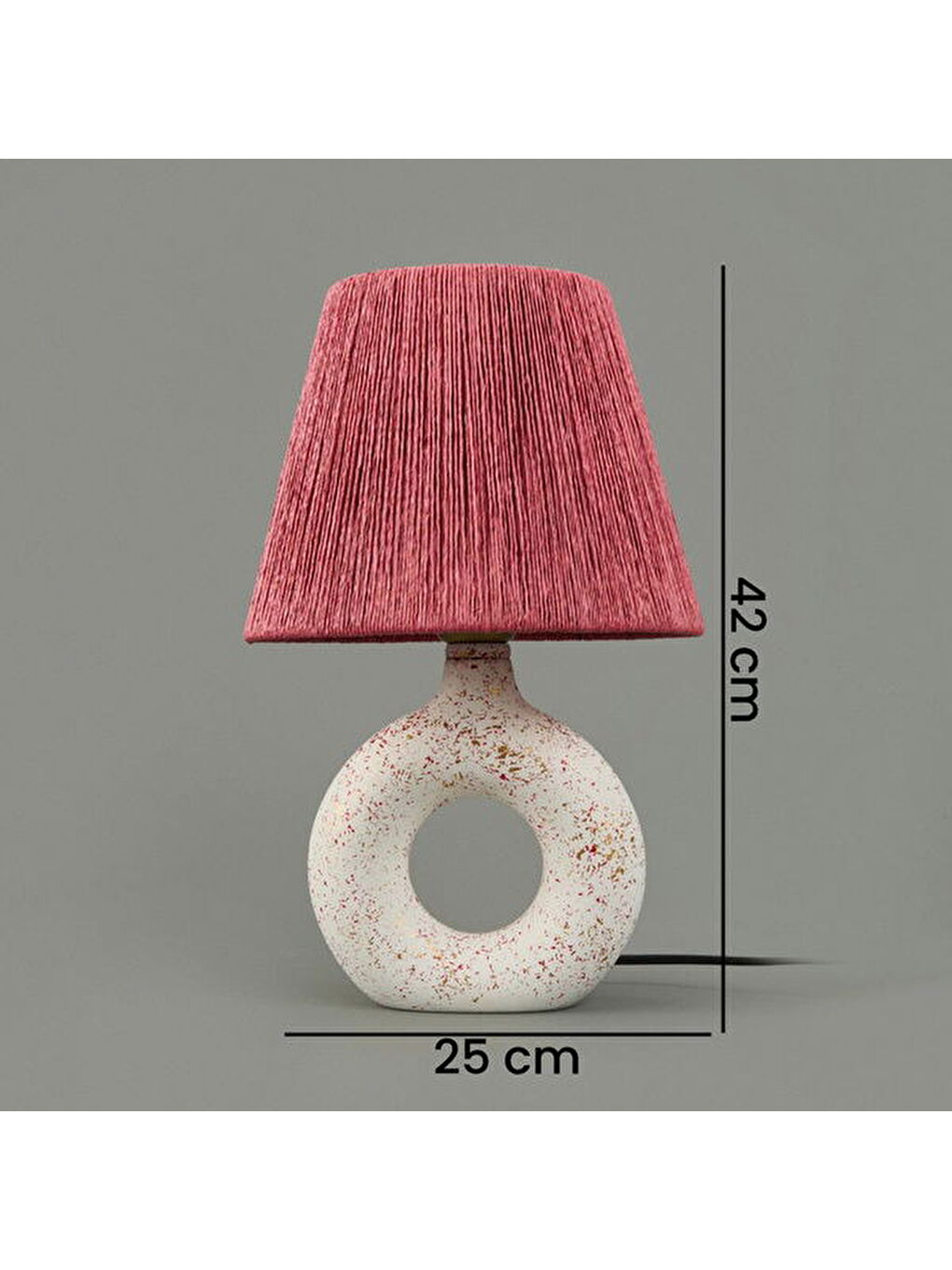 Printemps Handmade Seramik Abajur - Pembe / Beyaz - 42x25x25 cm-4