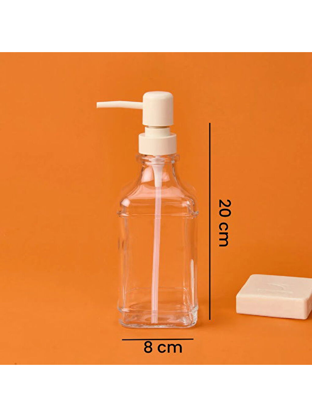 Renksiz Luis Cam Sıvı Sabunluk - Şeffaf / Bej - 20x8 cm-4