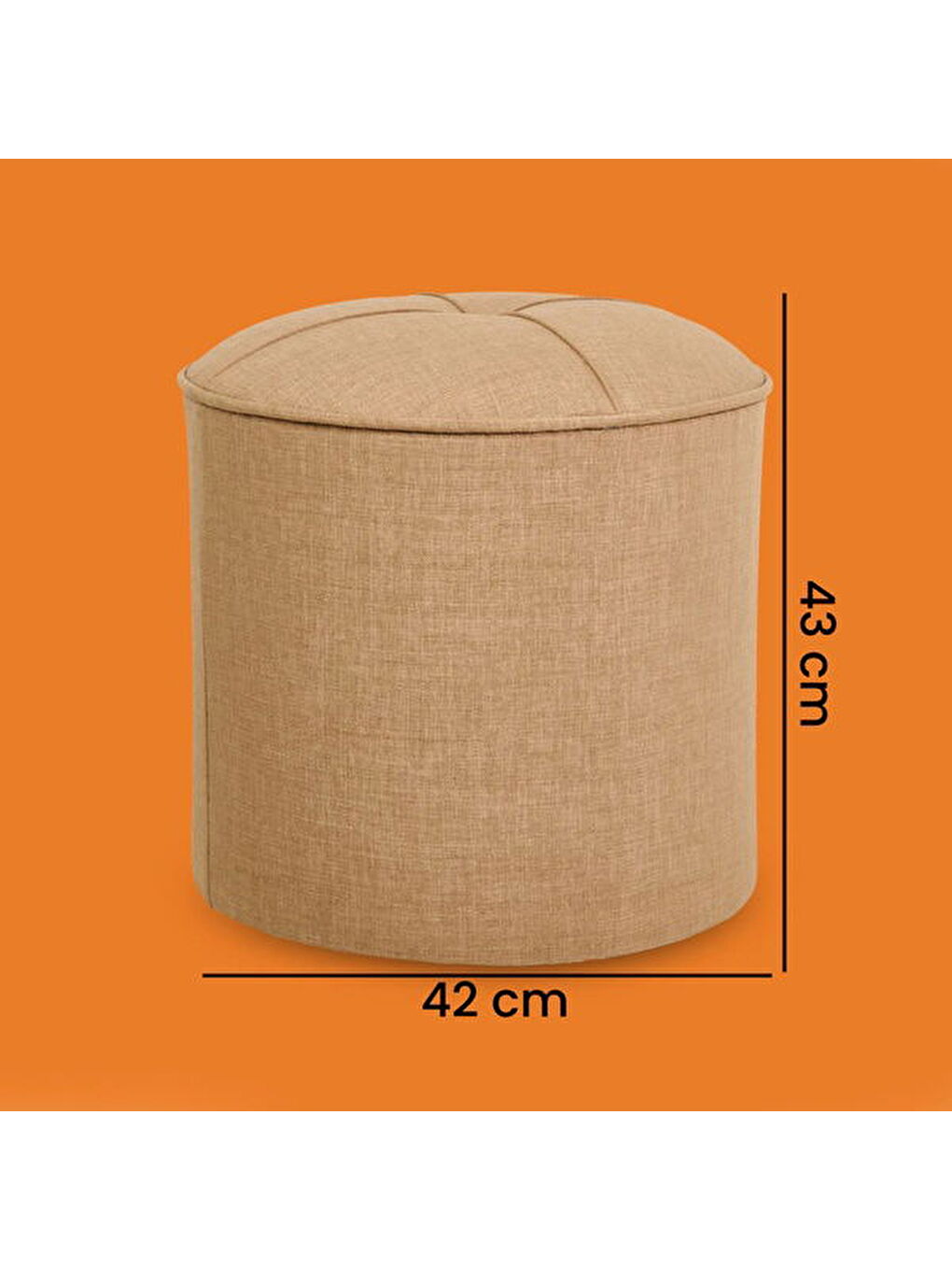 Silindir Puf - Sütlü Kahverengi - 43x42x42 cm-7