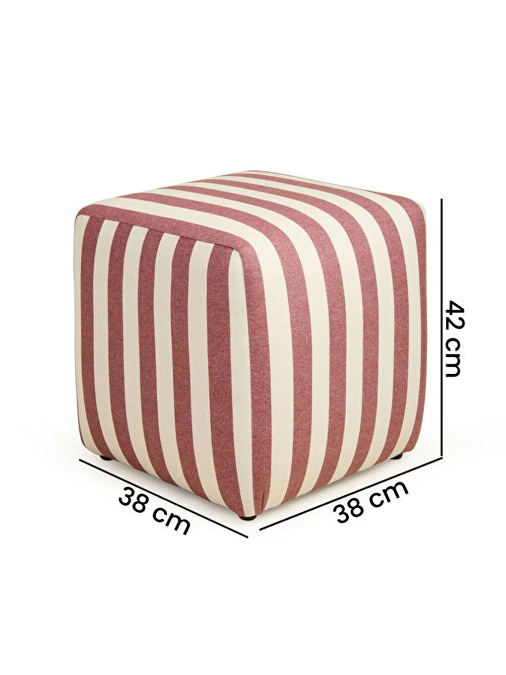 Ekru Earthy Puf - Krem / Kiremit - 42x38x38 cm-4