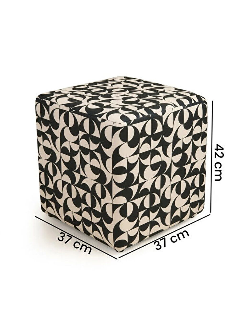 Elegant Puf - Siyah / Beyaz - 42x37x37 cm-4