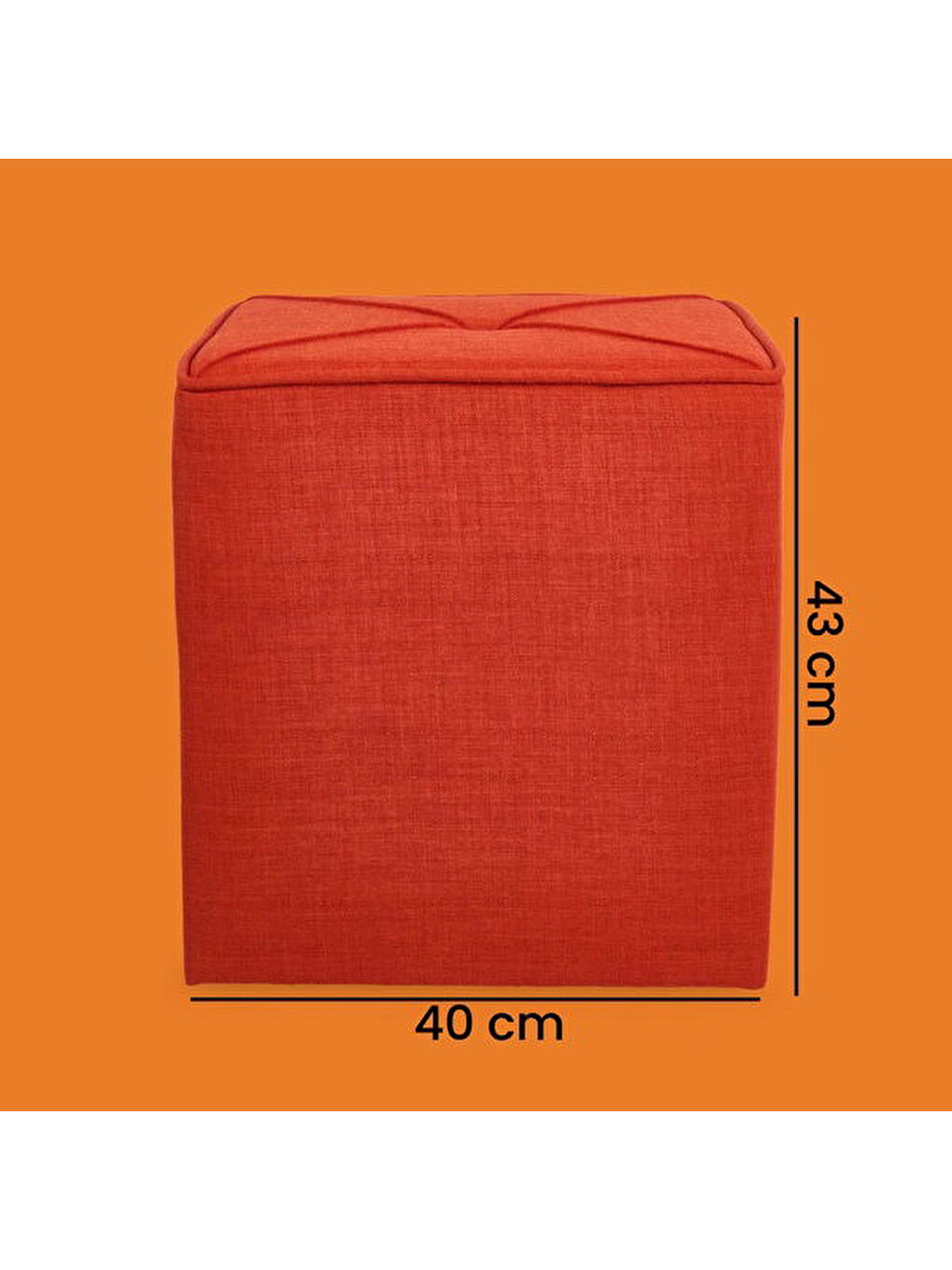 Kahverengi Kare Puf - Kiremit - 43x40x40 cm-7