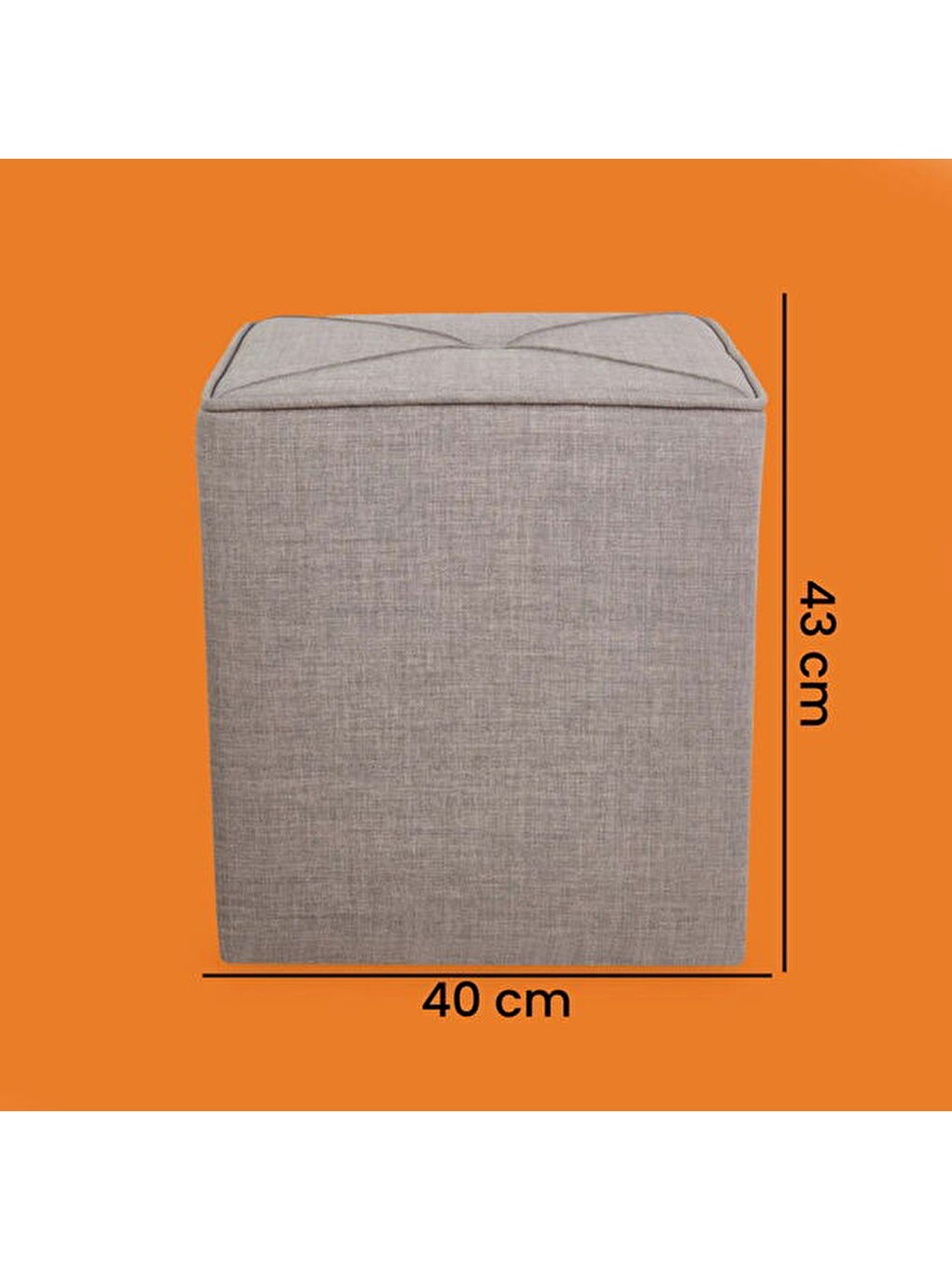 Kare Puf - Gri - 43x40x40 cm-4