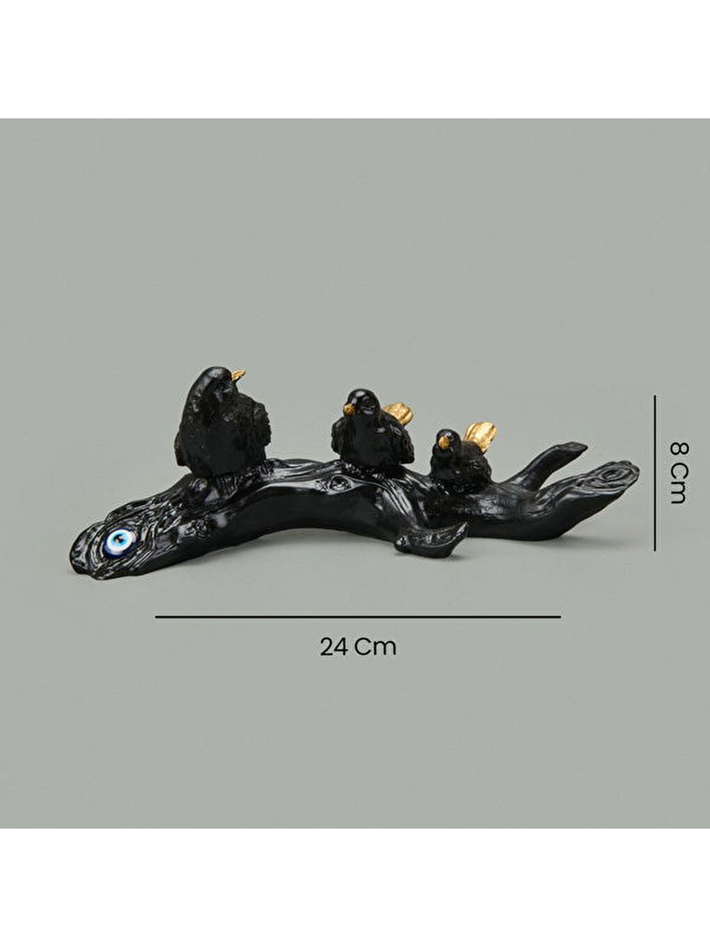 Deco Birds Dekor - Siyah / Gold - 8x24 cm-4