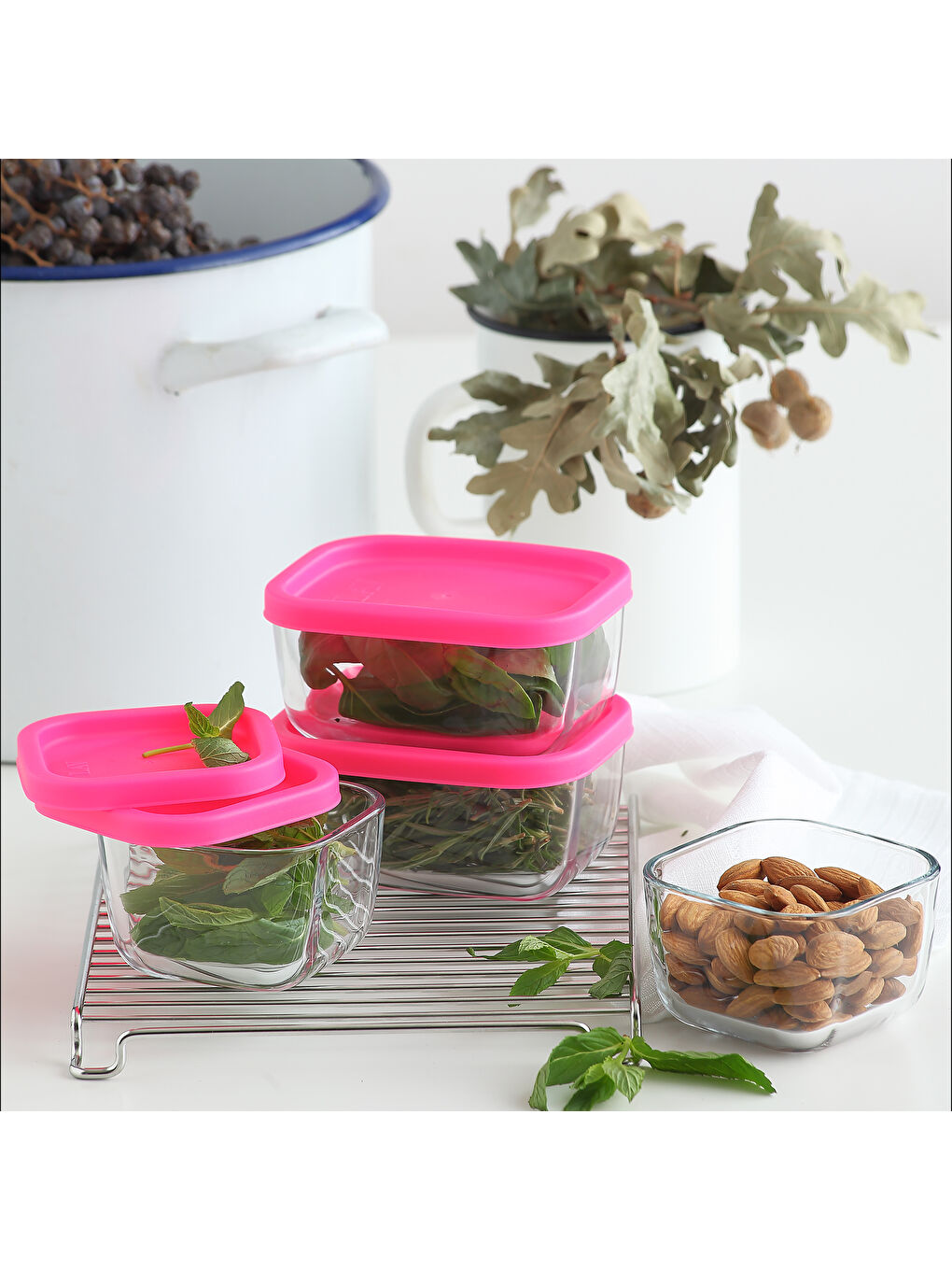 Renksiz Cube 3'lü Saklama Kabı-1