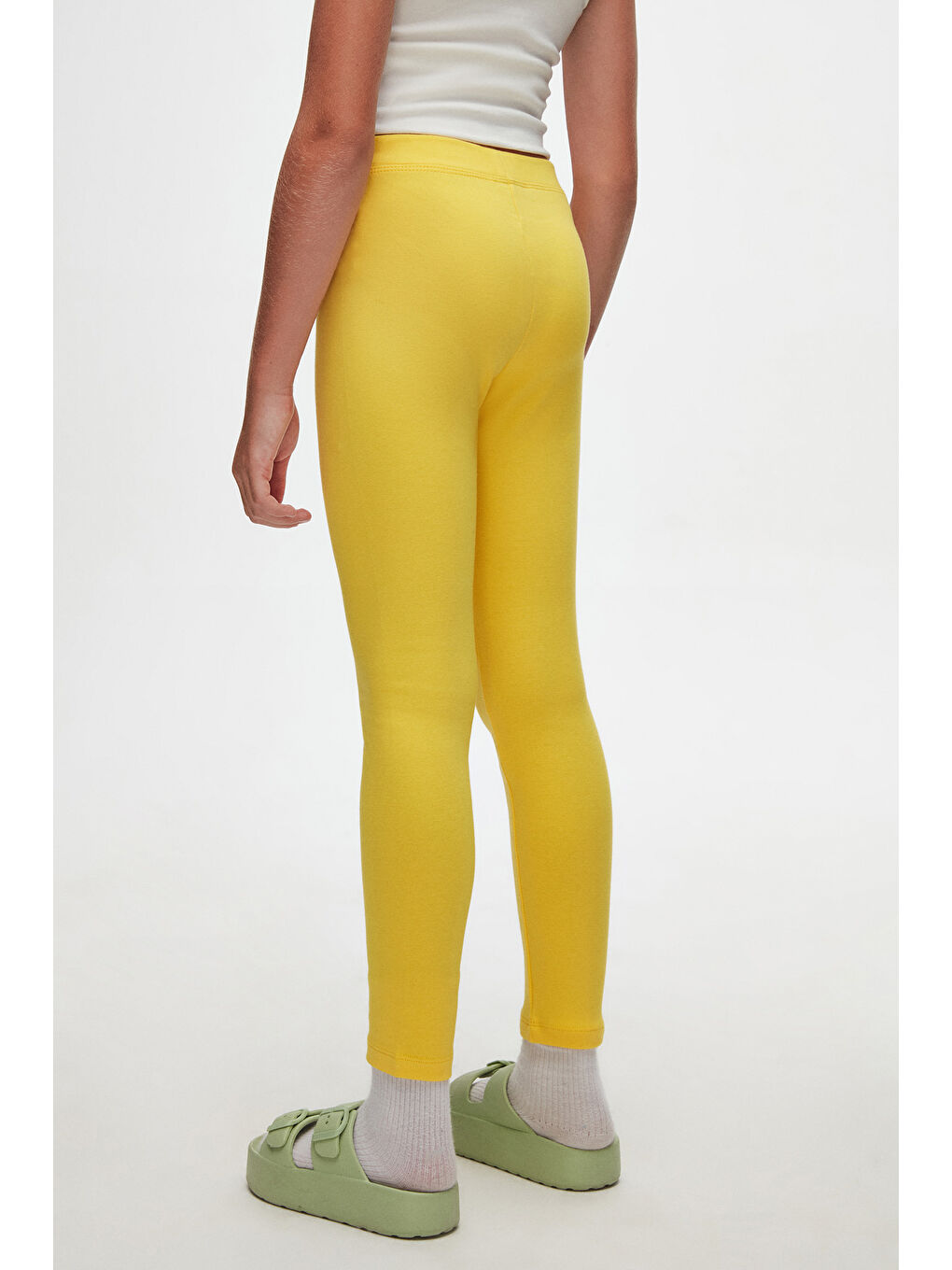 Sarı Kız Çocuk Kışlık Tam Boy Düz Basıc Tayt-3