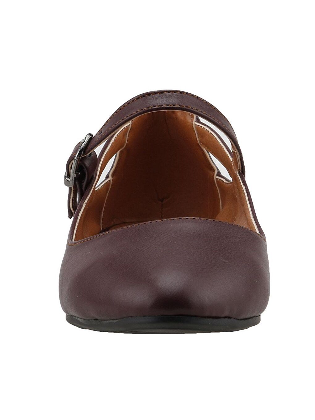 Bordo Cilt Sandalet Kadın Babet Ayakkabı 1920-201-5