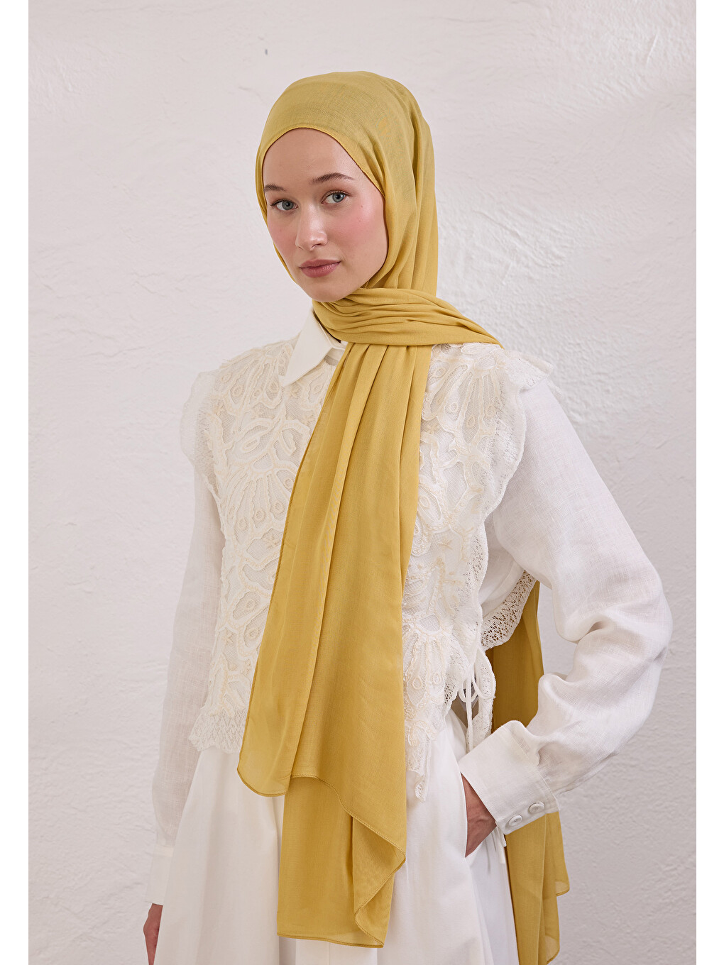 Sarı Papatya Soft Viskon Şal-3
