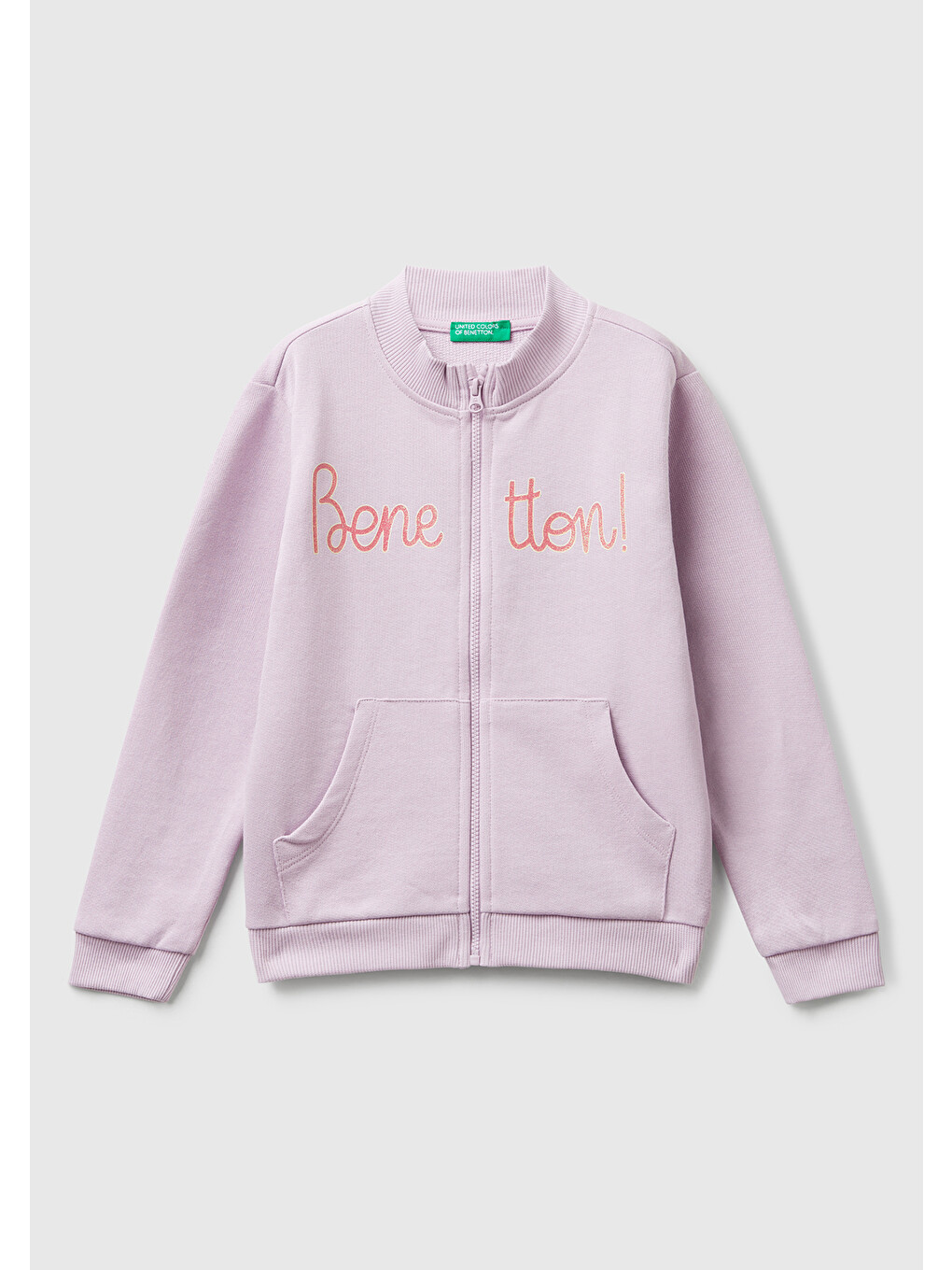 Kız Çocuk Lila Simli Logo Baskılı Fermuarlı Ribanalı Regular Fit Sweatshirt