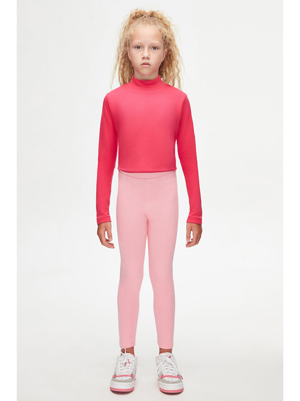 Pembe Kız Çocuk Kışlık Tam Boy Düz Basıc Tayt