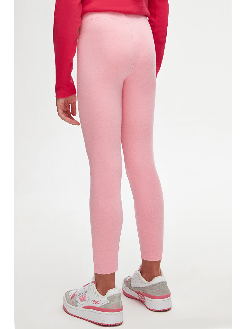 Pembe Kız Çocuk Kışlık Tam Boy Düz Basıc Tayt-3