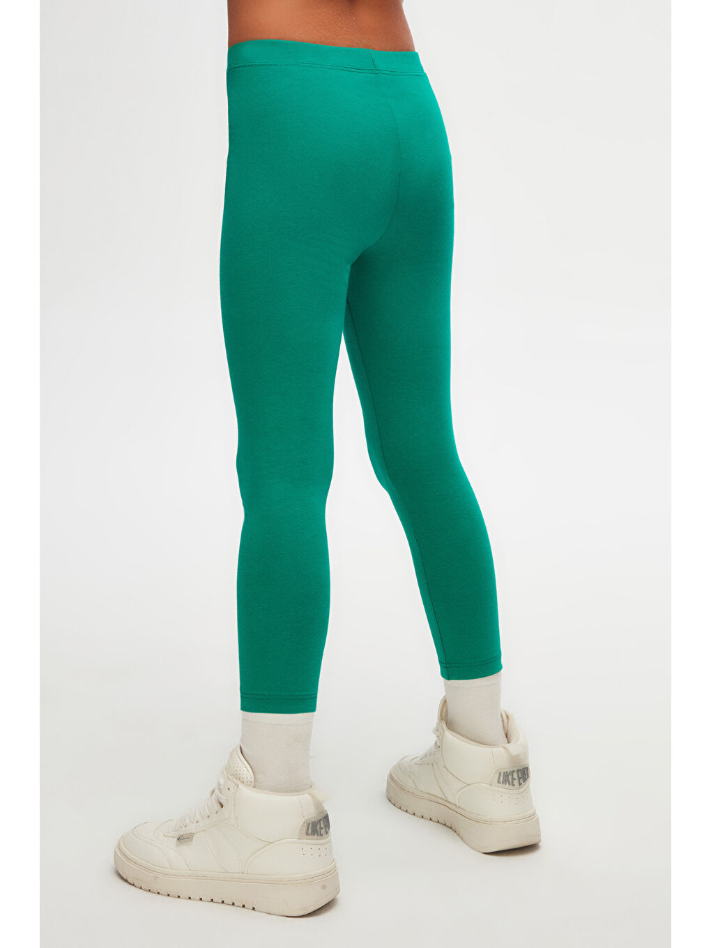 Koyu Yeşil Kız Çocuk Kışlık Tam Boy Düz Basıc Tayt-3