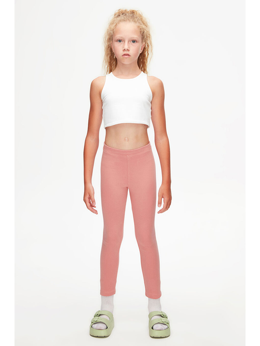 Pembe Koyu Pudra Kız Çocuk Kışlık Tam Boy Düz Basıc Tayt