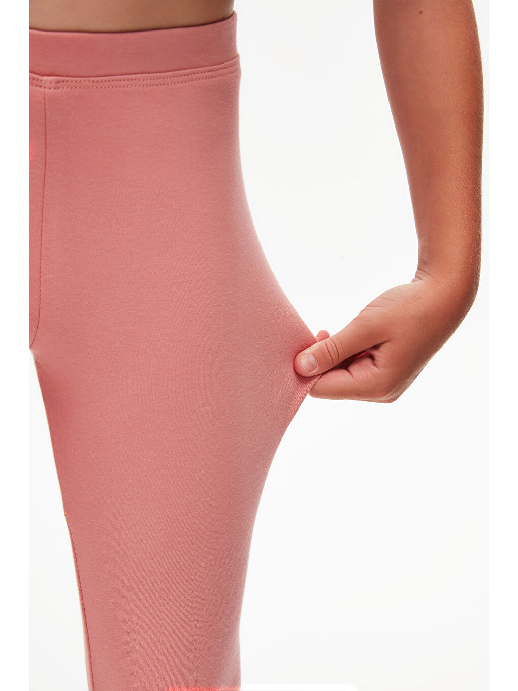 Pembe Koyu Pudra Kız Çocuk Kışlık Tam Boy Düz Basıc Tayt-2