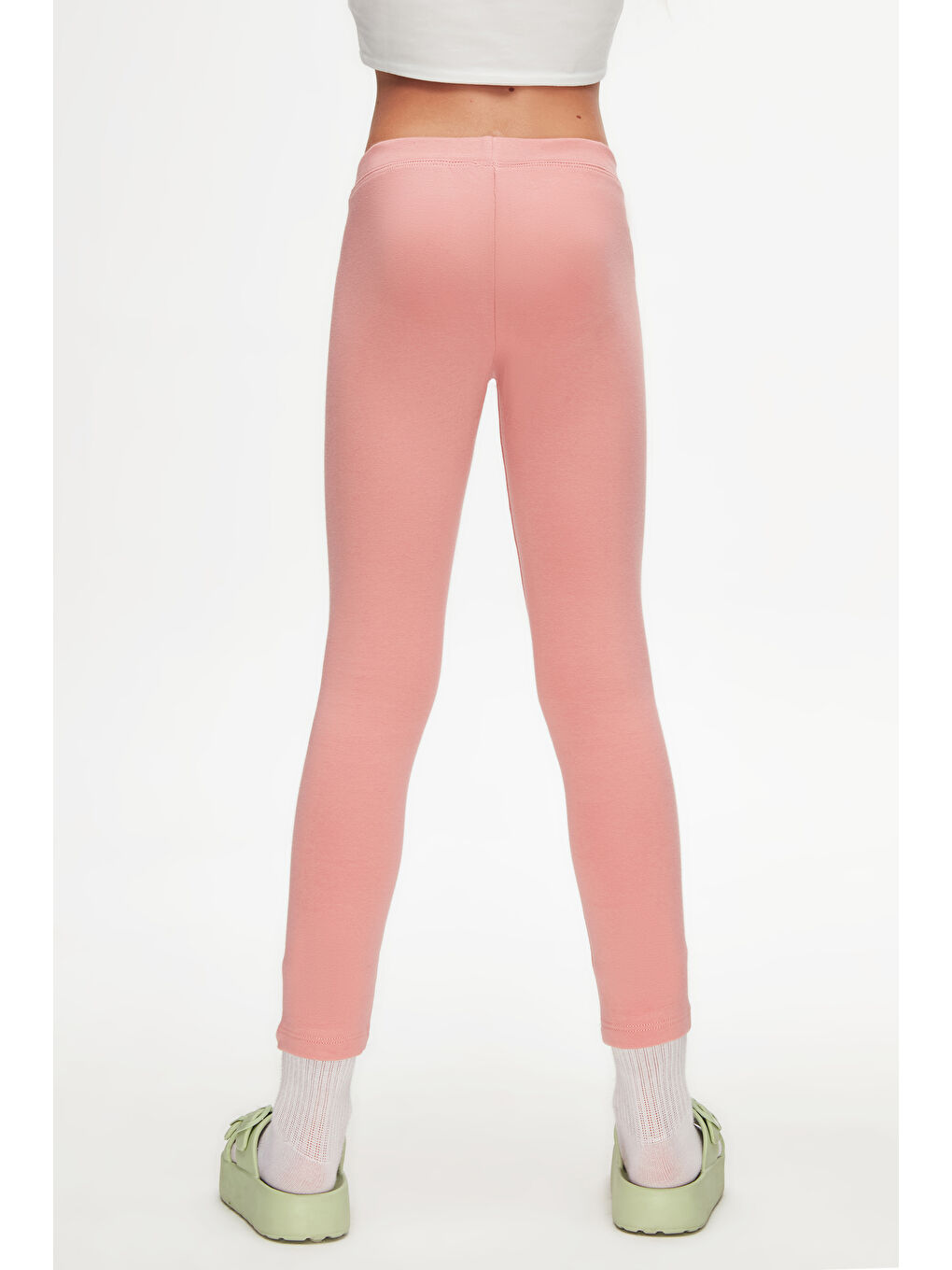 Pembe Koyu Pudra Kız Çocuk Kışlık Tam Boy Düz Basıc Tayt-4