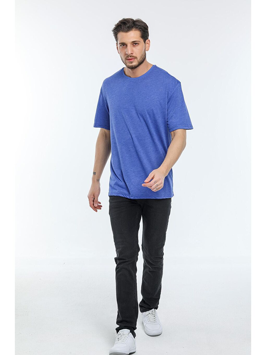 Mavi Bisiklet Yaka Oversize Fit Erkek Tişört SPR21Y30-1