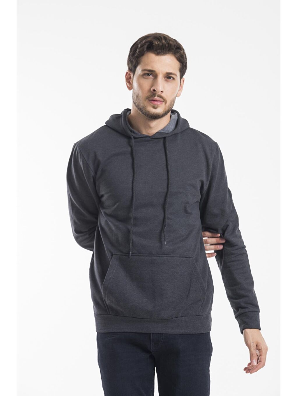 Süperlife Antrasit Erkek Kapşonlu Regular Fit İnce Sweatshirt SPR 20K55