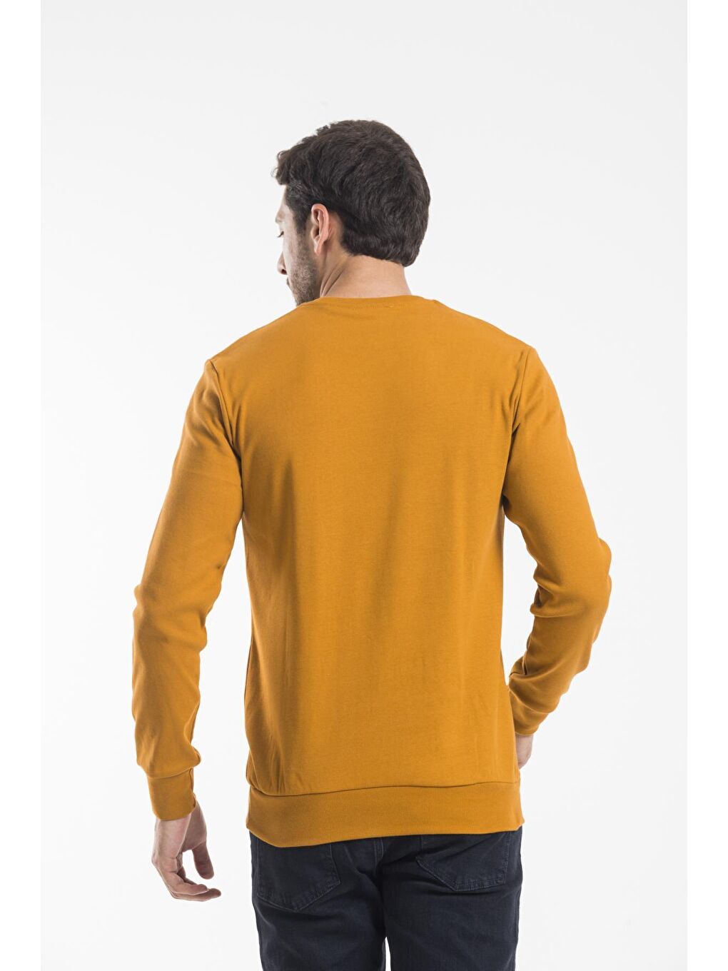 Süperlife Hardal Sarı Erkek Bisiklet Yaka Regular Fit İnce Sweatshirt SPR 20K30 - 4