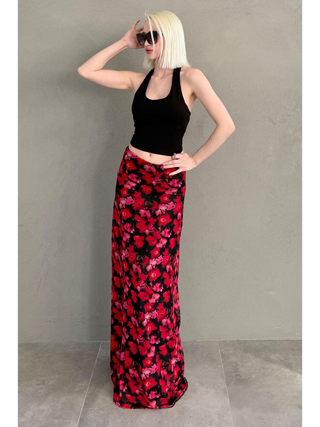 Siyah Halter Yaka Boyun Askılı Crop Top Mg2456-7