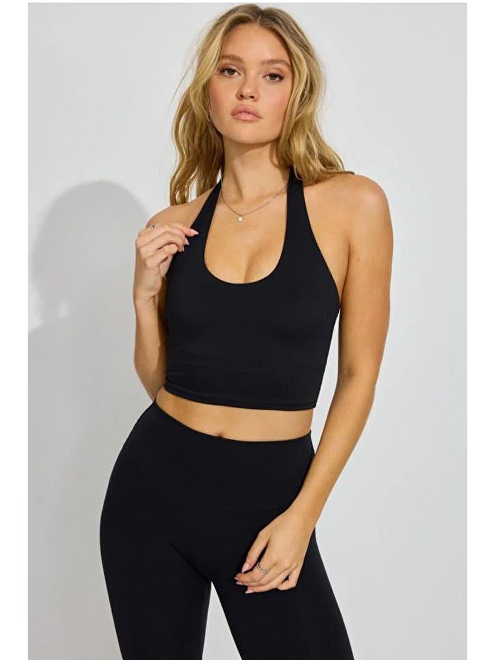 Siyah Halter Yaka Boyun Askılı Crop Top Mg2456-8