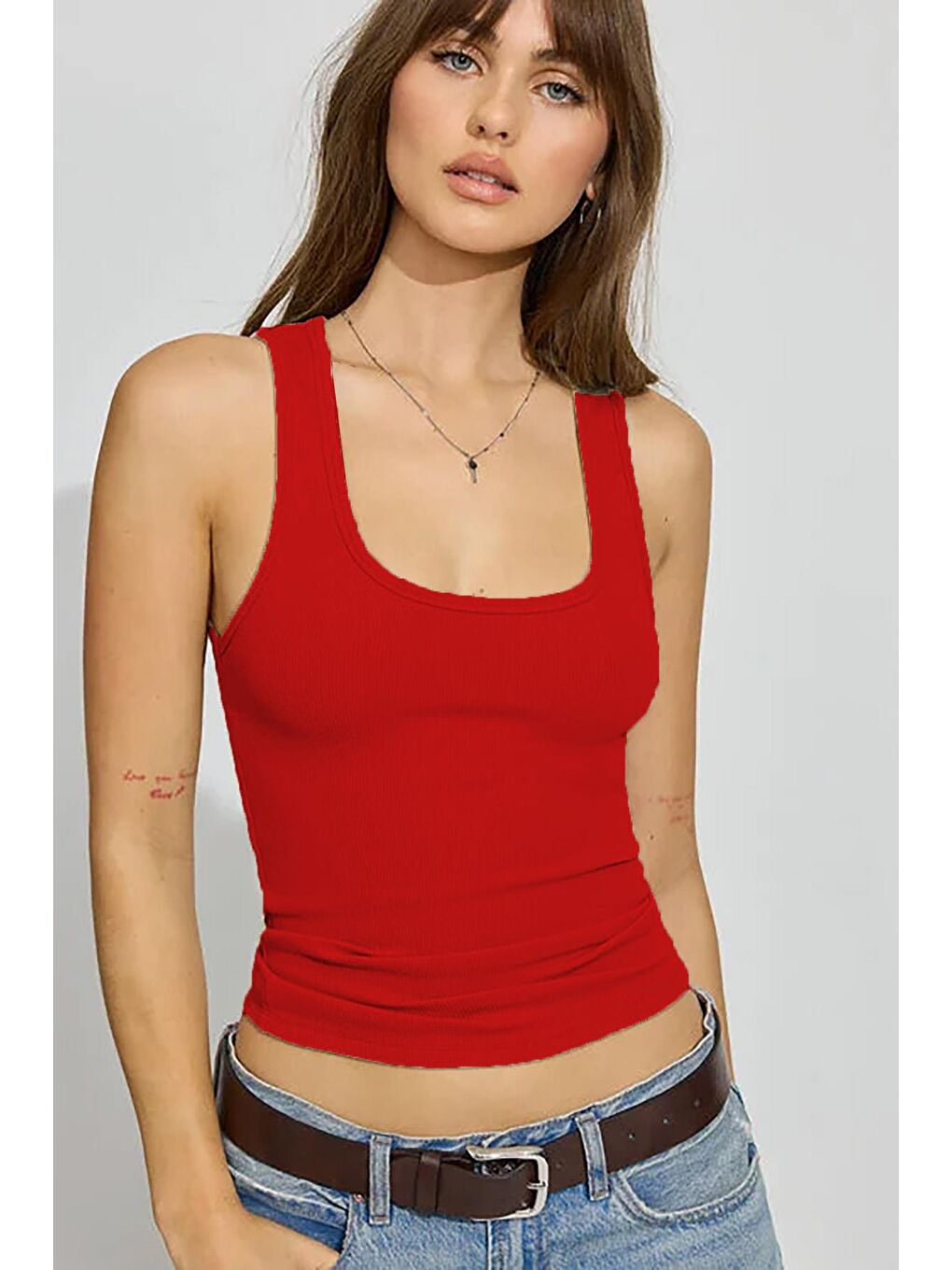 Kırmızı Kalın Askılı Kadın Atlet Mg2440