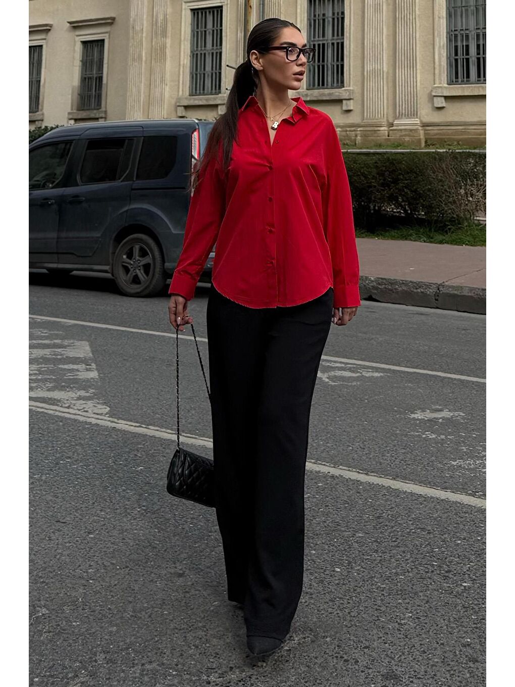 Kırmızı Basic Kadın Gömlek Mg2355-1